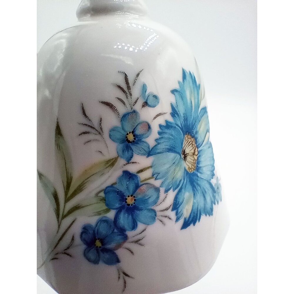 Porcelain Hand Bell Inarco E-4479 Blue Wildflowers Vintage 5 Inch 1970s - Picture 11 of 15